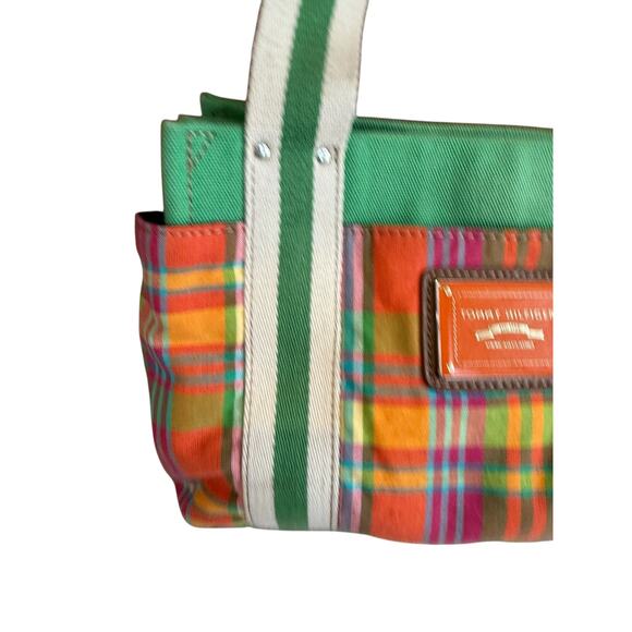 Tommy Hilfiger Preppy Madras Plaid Medium Canvas Tote Bag - Picture 4 of 8